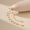 Anklets Copper Plated 18K Gold Europe And The United States Retro Beach Vacation Style Blue Pendant Temperament Anklet Women