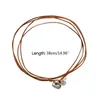 Chains Vintage Multi Layer Wax Rope Pearl Pendant Necklace For Women Brown Leather Chain Choker Crystal Rhinestone Fine Jewelry