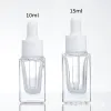 Flacon compte-gouttes en verre carré transparent flacon de parfum d'huile essentielle 15 ml avec bouchon blanc/noir/or/argent LL