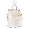 Storage Bags K1MF Linen Fabric Door Hanging Basket With Pockets Sticky Hook Wall Bag Waterproof Bin For Kitchen