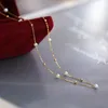 Brins Cordes Réel 18K Or Naturel Perle D'eau Douce Collier Solide Petite Boule Or Bijoux Véritable AU750 Pour Les Femmes Beau Cadeau x0004 230731