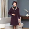 Fourrure pour femme d'âge moyen mère vêtements d'hiver à capuche veste Imitation vison cachemire manteau Long laine pardessus femme laine manteaux