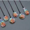 Chains 7 Style Colorful Crystal Stone Pendant Fashion Women's Necklace Geometric Round Water Drop Resin For Men Jewelry Gifts