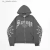 Herren Hoodies Sweatshirts Y2k Streetwear Hoodie Zip Up Fairy Grunge Pullover Übergroße Brief Kreuz Goth Jacke Tops Kleidung Emo T230803