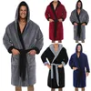 Men's Sleepwear Winter Lengthened Plush Shawl Bathrobe Home Clothes Long Slve Robe Coat Bath Peignoir Homme Flannel 2023