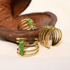 Klusterringar vilda gratis 18k guldpläterade rostfritt stål ring för kvinnor lyxig grön opalöppning justerbar trendiga smycken