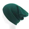 Berretti Cappello lavorato a maglia tinta unita elastico Berretti da donna Berretto con teschio solido Inverno Tenere al caldo Pullover monocromatico per adulti grigio blu nero