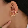 Kolczyki obręcze modny mały akcent dla kobiet złoty kolor koralikowy okrągłe koło Huggies kolczyki minimalistyczna biżuteria