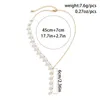 Chains Y Style Gold Color Chain Simulate Pearls Long Tassel Pendant Necklace For Women Beaded Link Wed Sexy Body Jewelry