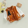 Jackets Toddler Baby Boy Girl Baseball Jacket Varsity Bomber Jackets Coat Color Block Button Down Casual Sports Outwear 230731