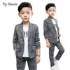 Completi di abbigliamento Uniforme scolastica Abito per ragazzi Compleanni formali Abiti Matrimoni Blazer Pantaloni 2 pezzi Bambini Gentleman Party Bambino F64 230731