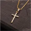 Pendant Necklaces Fashion Cross Pendants Gold Black Color Crystal Jesus Necklace Jewelry For Men/Women Wholesale Drop Delivery Dhweo