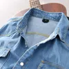 Mannen Casual Shirts Effen Vintage Katoenen Jeans Shirt Voor Mannen Lange mouwen Kraagvorm Mode Denim Habille Homme TS-710