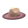 Breda randen hattar hink gradient stor ull vintage filt fedora panama män kvinnor gentleman elegant ros för lady vinter höst mössor 230801