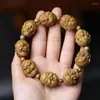 ストランドグリーンサンダルウッド彫刻18 Arhan Buddha Beads String Pixiu 2.0 Male Lobular Rosewood 108 Rosary Long Hand