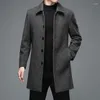 Casacos masculinos de inverno de alta qualidade Jaquetas masculinas e casuais de negócios de lã Longo casaco masculino com gola virada para baixo Misturas de lã