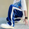 Pantaloni da uomo Blu Bianco Casual Uomo Moda Gamba larga oversize Streetwear Pantaloni da jogging da uomo dritti larghi hip-hop