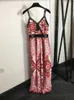 Vestidos de fiesta para mujer Diseñador Vestido de lujo Elegante Dama Vintage Estampado floral Correas con letras Cintura desnatada Slingback Faldas largas Para mujer Diseñadores Ropa 55