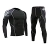 Sports Fitness Set Tights Men's Long Sleeve Fitness T-shirt Quick Drying Super Elastic PRO Set