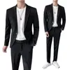Men's Suits 2023 Foreign Trade (suit Trousers) Two-piece Slim-fit Stripes British Fashion Casual Business Retro Evening Dress