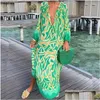 Grundlegende Casual Kleider Frauen Boho Drucken Lose Strand Elegante Retro Harajuku V-ausschnitt Maxi Kleid Sexy Langarm Übergroßen Drop Liefern Dheuv