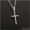 Pendant Necklaces Fashion Cross Pendants Gold Black Color Crystal Jesus Necklace Jewelry For Men/Women Wholesale Drop Delivery Dhweo