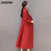 النساء الجلود النسائية X-Long Trench Outwear Outdome Clothing Adminable اثنين يمكن أن يرتدي معطفًا بالإضافة إلى حجم S-4XL SWREDMI