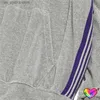 남성용 후드 땀 셔츠 2022 회색 벨벳 바늘 까마귀 남자 여자 보라색 줄무늬 1 1 자수 나비 바늘 Awge 까마귀 후드 셔츠 T230731
