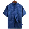 Мужские повседневные рубашки лето -танг рубашка с коротким рукавом Топ китайский шелковая этническая одежда ханфу Пан Пан Бжак