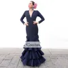 Élégant rouge foncé Flamenco robe De bal 2023 avec volants manches longues queue de poisson robes De soirée formelle Vestidos De Fiesta
