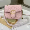 2023 MODA Marmont MULHERES luxos designers bolsas de couro real Bolsas de mão Corrente Cosmética Mensageiro Compras Bolsa de ombro Totes Senhora Carteira Bolsa Correntes Rosa