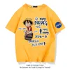Men's T-Shirts One Piece short-sleeved T-shirt summer trend male and female Japanese anime Luffy youth students loose half-sleeve L230222