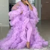 Casual Dresses 2023 Lavender Tulle Robe Women Long Dress Ruffled Colorful Beach Birthday Party For Real Image