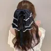 Vrouw Grote Drie lagen Gaas Parel Lint Strik Haar Klauwen Lady Haarspelden Haarspeldjes Gilrs Elegante Haarspeldjes Haaraccessoires