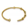 Klassische goldene Manschette mit sechs Schrauben, Liebesmode, Paar, klassisches Edelstahl-Designer-Armband, Schmuck, Geschenk