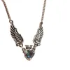 Pendant Necklaces Vintage Gothic Heart Crown Angel Wings for Women Fashion Exquisite Love Shape Clavicle Chain Choker Jewelry 230801