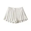 Skirts Grey Wide Pleated Mini Shorts OOTD High Street American Retro Solid Vintage Blogger Sexy Woman White Basic Bottom Quality 230731