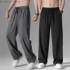 Herrbyxor Ice Silk Pants Men Summer Trousers Men's Trend Loose Straight Thin Casual Pants Full Set Breattable Sports Pants Men's Z230801