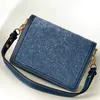 Dauphine Denim Blue Sand Wash Jacquard Tote Tote Messenger Pasek metalowy blokada Vintage Casual 59716 20cm 59631 25cm L207