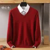 Men's Sweaters Autumn And Winter High-Quality Mink Wool Sweater Men Pullover Round Neck Long-Sleeved Bottom Knitted Cashmere V-Neck Large