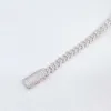 Trendig kubansk kedjehalsband Moissanite 8mm Diamond Iced ut personligt halsband 925 Sterling Silver