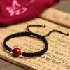 Charme Pulseiras Femininas Étnicas Buda Tibetano Tecido Amuleto Bangles Para Homens Corda Vermelha Feito à Mão Contas de Cinábrio Pulseira Presentes