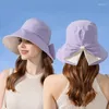 Szerokie brzegowe czapki modne czapki rybaków bownot dla kobiet lato UV Ochrona Sun Hat Outdoor Female Beach Cap Busder Panama