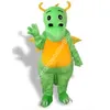 Costume de mascotte dessin animé dinosaure vert Costumes de mascotte Halloween événement de noël Costumes de jeu de rôle robe de jeu de fourrure Costume d'ensemble de fourrure