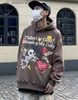 Felpe con cappuccio da uomo American high street hiphop skull love schiuma stampa felpa con cappuccio peso pesante harajuku felpe donna coppie felpa y2k top T230731