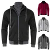 Herrtröjor herrar tröja zip up hoodie fast färg hoody pullover höst vinter långärmare jacka gym sportkardigan huva