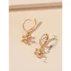 Hoop Earrings Gold Color 925 Silver Ear Pendant Stud Snowflake Shape Crystal Drop Pair Luxury Rhinestone Women Fashion Ornaments