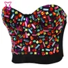 Reggiseni Burlesque Resina Color Caramella Gemma Reggiseno Push Up Con Borchie Bustier Crop Top Soutien Gorge Punk Rock Club Party Per Le Donne Bralette267F