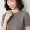 Pulls pour femmes 2023 Haute Qualité Femmes O Cou À Manches Courtes Délicat Pull En Laine De Cachemire Doux De Base Pull Solide Couleur T-shirts