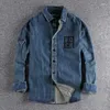 Herrjackor Vintage denim Workwear Jacket med tryckta brev för män